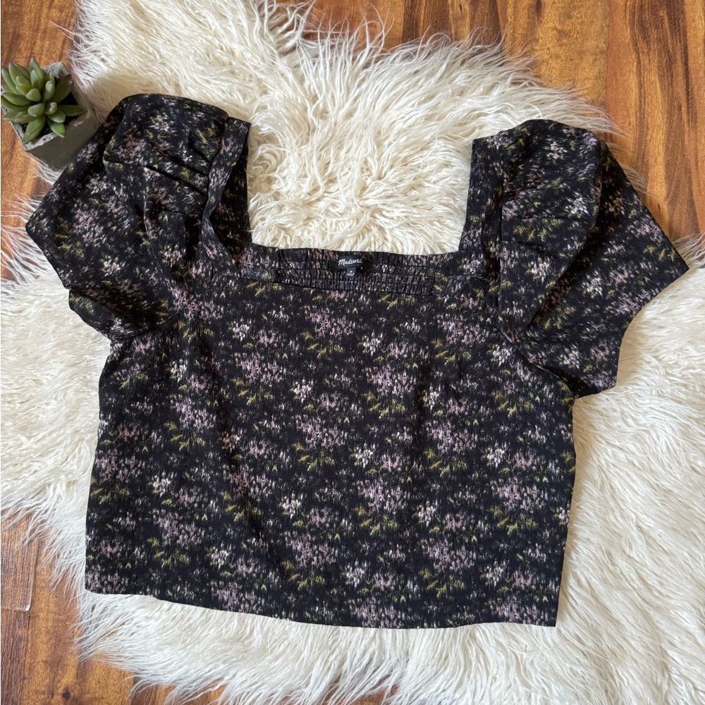 Madewell Hopewell Puff Sleeve Square Neck Floral Blouse